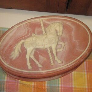 Pink Incolay Soapstone Carousel Hinged Box